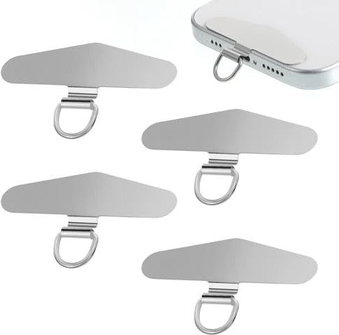 4 stycken mobiltelefonband i rostfritt stål, universella kuddar, mobiltelefonband, universella kuddar, multifunktionella mobiltelefonsnoddlappar, mobiltelefonkedjahållare, snoddlapp, telefonhållare