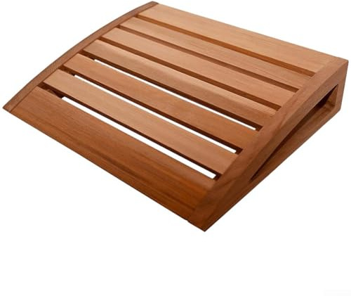 Poggiatesta per sauna rustico, in legno, con superfici levigate lisce e transizioni arrotondate per un contatto delicato sulla pelle (B)