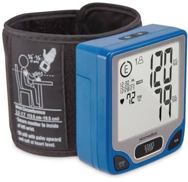 Homedics Blood Pressure Monitor, Automated Wrist Blood Pressure Machine for Home use with Easy One-Touch Operations. Stores up to 120 Readings (60 Readings per 2 Users). Cuff and Storage Case Included