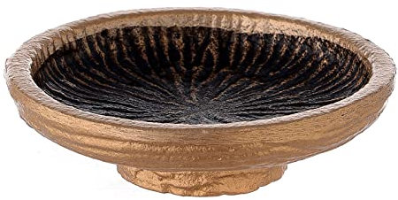 Holyart Ciotola Porta incenso alluminio dorato decori grigi 11 cm