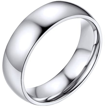 Bestyle Anelli Uomo Acciaio Inossidabile Anelli da Uomo Anelli Acciaio Donna Misura 20 6mm Argento con Confezione Regalo