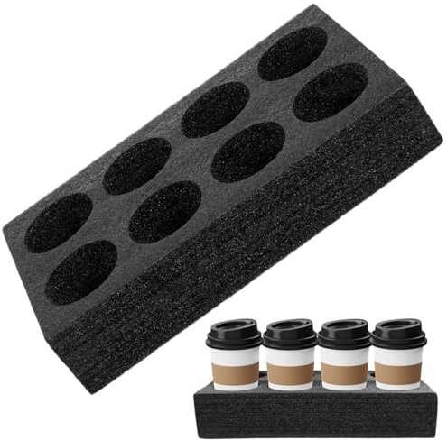 DOITOOL Portavasos De Espuma con 8 Agujeros - Soporte para Vasos De Café para Llevar Y Té con Leche - Bandeja para Transportar Bebidas Antiderrames De AlgodóN Perlado - Accesorios Camping Y Fiesta