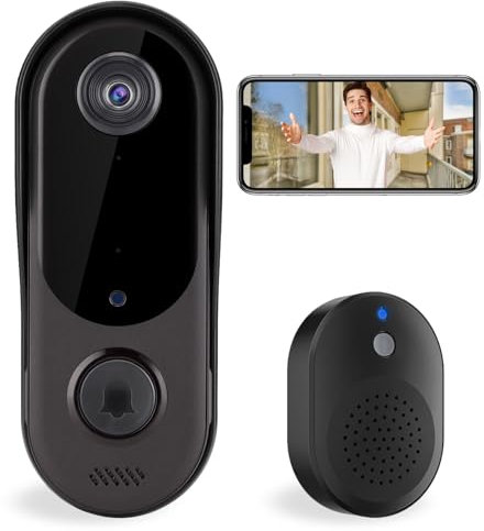 Taishixing Smart WiFi Remote Video Doorbell Camera, Intelligent Visual Doorbell Camera Home Intercom HD Wireless Rechargeable Security Door Doorbell Camera,Two-Way Audio, Photo, With Doorbell Chime