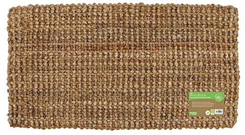 JVL Moris Hand Spun Boucle Coir Jute Doormat, 40x70cm, Brown