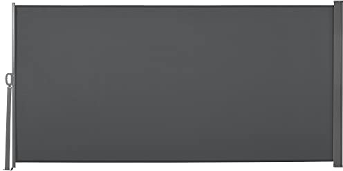 Outsunny Toldo Lateral Retráctil 300x160 cm Pantalla Enrollable Mampara de Privacidad Impermeable y Anti-UV Protege la Privacidad para Jardín Balcón Terraza Gris