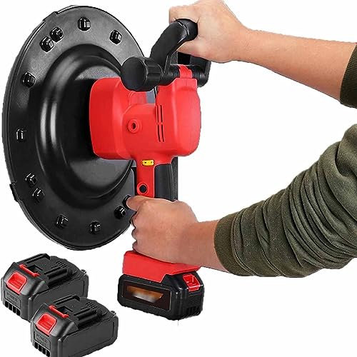 PixCy 1680w Máquina De Alisado Superficie De Pared De Cemento De Alta Eficiencia Limpiaparabrisas De Mano Albañiles Cubo De Enlucido Herramientas De Paleta con Batería Litio Sin,2batteries