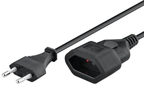 goobay 64616 Verlängerungskabel Eurostecker/Universal Kabel Verlängerung für TV, PC, Haushaltsgeräte/Stromkabel Verlängerung/Flachstecker/max. 2,5 A/schwarz / 2 Meter
