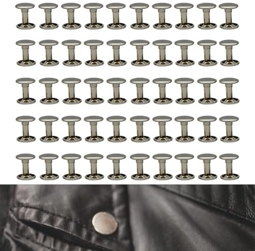 50Piezas Remache De Doble Tapa Reparación De Artesanía De Cuero De Metal Espárragos Decoración De Pinchos Remaches De Piel Bricolaje Espárragos Espigas Remaches Remaches De Cuero Doble Tapa Remache