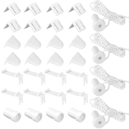 4 Set Klemmfix Halterung, 17MM Ersatzteile für Fenster, Klemmträger für Doppelrollo, Rollo Halterung Ohne Bohren für Verdunkelungsrollo, Seitenzugrollo (Weiß)