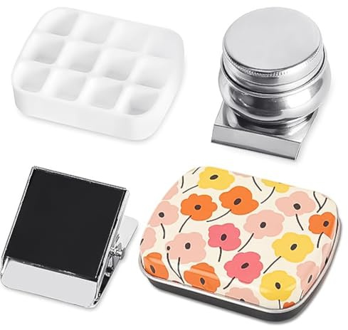 Ieron Mini boîte en Fer Blanc Portable 12 Trous, Palette d'aquarelle Vide, Petit kit de Rangement de Peinture avec Clip magnétique et Bouteille d'huile, Facile à Installer