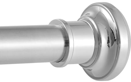 Tension Curtain Rod, Extra Long Outdoor Curtain Rod 43-120 Inch Adjustable, 1.1 Inch Diameter Thick Heavy Duty Silver Shower Curtain Rod, Stainless Steel Shower Rod for Bathroom No Drilling, No Rust