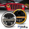 BraveWAY LED-Scheinwerfer, 17,8 cm, 60 W, 15000 lm, 2 Stück, LED-Scheinwerfer, Wrangler JK, DOT, Hi Lo Beam weiß, bernsteinfarben, DRL, Kabel H4-H13, kompatibel mit Wrangler JK TJ LJ CJ Hummber H1 H2,