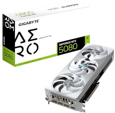 Gigabyte GeForce RTX 5080 Aero OC SFF 16G, système de Refroidissement WINDFORCE, 16 Go 256 Bits GDDR7, GV-N5080AERO OC-16GD Carte vidéo