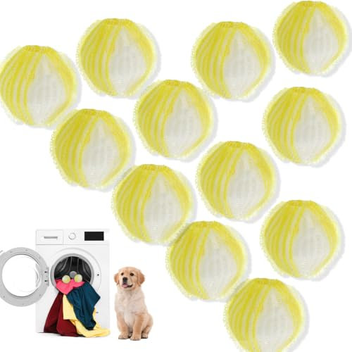 12 Stücke Tierhaarentferner Waschmaschine,Tierhaarentferner für Die Wäsche,Fusselbälle Waschmaschine,Wiederverwendbar Haarfänger,Hundehaare丨Katzenhaarentferner Waschmaschine(Gelb)