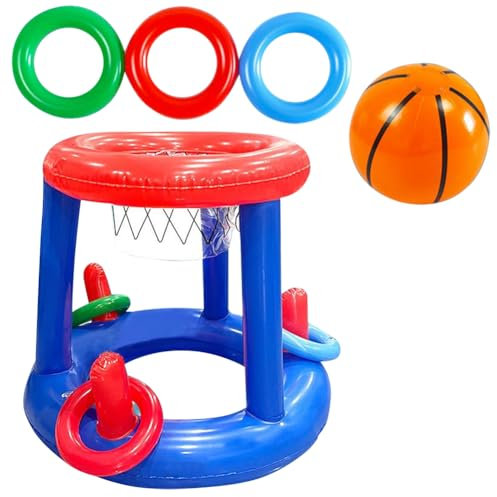 NIEEKRUN Inflatable Pool Basketball Hoop Water Basketball -Hoop Game Inflatable FloatingHoop-Game with 3 Balls, Swimming Pool FloatGame for PoolBeach PartyGames for Adults and Kids