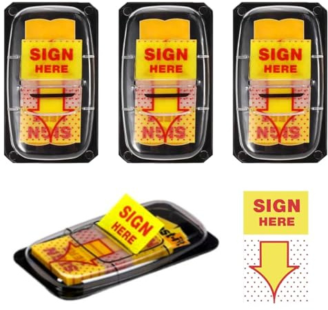 200Pcs Sign Here Tabs Stickers, Sign Here Sticky Notes Arrow Tabs Page Markers Notary Supplies Arrow Sticky Notes Page Markers Tabs Notary Supplies for Office School Notebook Note Book Notarization
