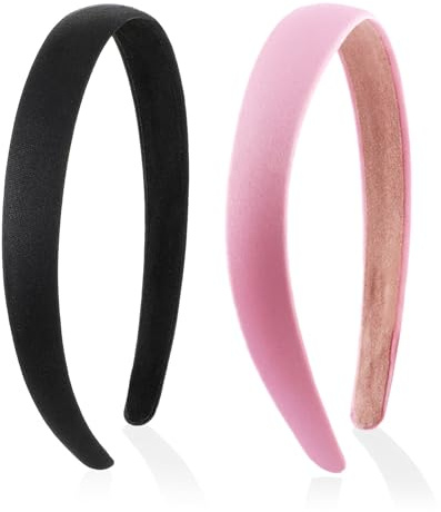JOOTUEPO 2 Piezas Diademas de Satén, 2cm Moda Ancho Diademas, Plástico Antideslizante Pelo Accesorios, DIY Diadema para Mujeres y Niñas, para Baño Maquillaje Fiesta Festiva