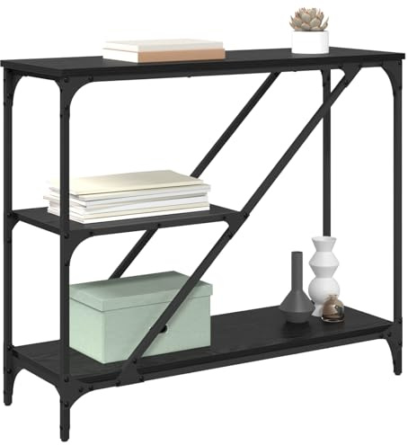 vidaXL Table Console Chêne Noir 88,5 x 30 x 75 cm Bois d'ingénierie, Table Console Rustique, Petite Entrée, Rangement Salon, Bois Composite, Décoration Maison, Pratique