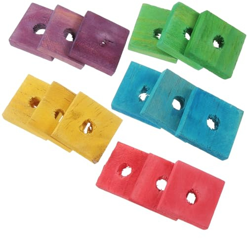 PartyKindom DIY Parrot 50Pcs Wood Chip Blocks for Cockatiels Parakeets and Small Birds African Grey Macaws Indoor Chewing and Skill Development