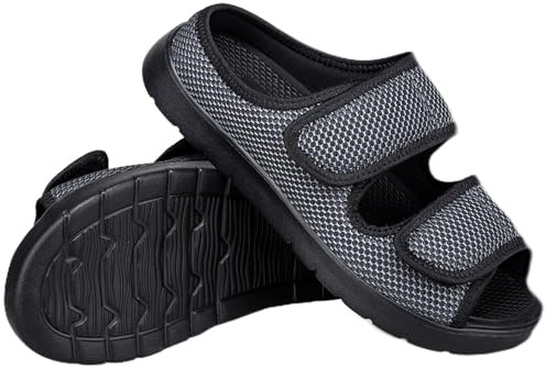 Gaatpot Zapatillas de Casa Ajustables Punta Abierta Hombre Mujer | Sandalias Diabéticos Cierre Dos velcros, Pantuflas para Ortopédica Neuropatía, Calzado para Edema Artritis Respirable