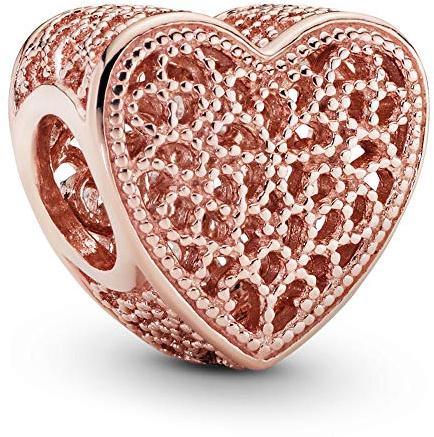 Pandora Women's Rose Filigree & Metal Beads Heart Charm 14 Carat Rose Gold-Plated Metal Alloy 781811