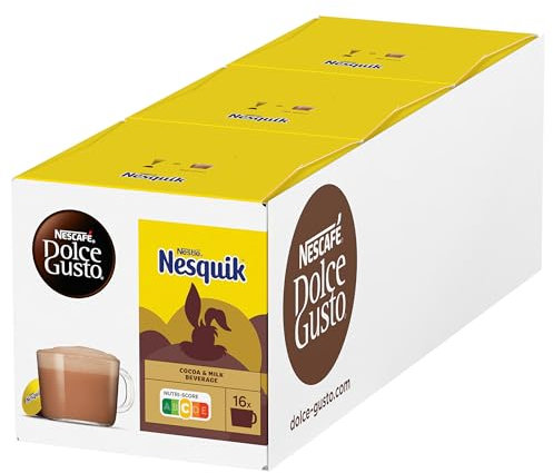 NESCAFÉ Dolce Gusto NESQUIK - Cápsulas de Café, 48 Cápsulas (3x16) - Bebida de cacao - Originales para cafeteras Dolce Gusto