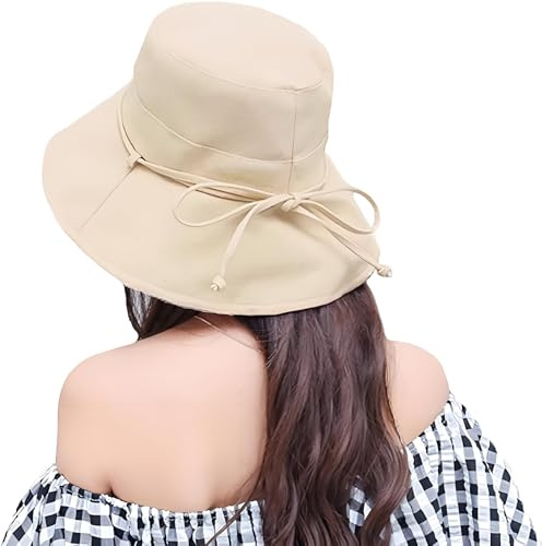 Bucket Sun Hat Women Foldable Bucket Hat with String UPF50+ Fisherman Hat Cotton Beach Hat Cap Wide Brim Sun Hats for Women Sun UV Protection Hat Travel Fishing Hat Cap Floppy Hat Sun Visor Cap Ladies