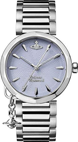 Vivienne Westwood Damen Quartz Armbanduhr, 31.00mm Gehäusegröße mit blau analog Zifferblatt und Silber Metallarmband Armband VV246LBLSL
