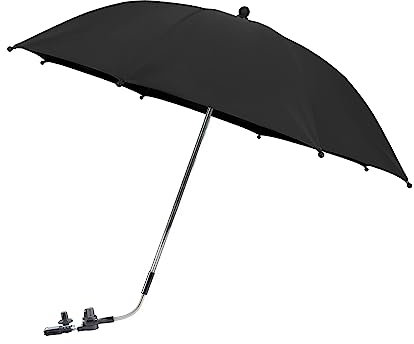 STARRY CITY Baby Pram Parasol with Adjustable Clamp,Clip on Buggy umbrella,Fixing Device UPF 50+ Great for Pushchair,Strollers(Black)