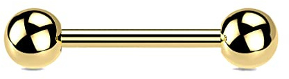 Piercing Barbell pour Cartilage en Titane Qualité Implantaire - Barre Droite en Titane - 8 mm - (Or Doré)