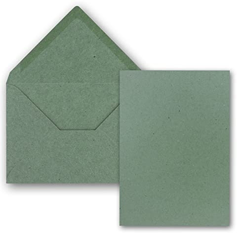 FarbenFroh by GUSTAV NEUSER 50x Einzelkarten Set Kraftpapier mit Briefumschlägen DIN A6 / C6 in Eukalyptus Grün - 14,8 x 10,5 cm - ohne Falz