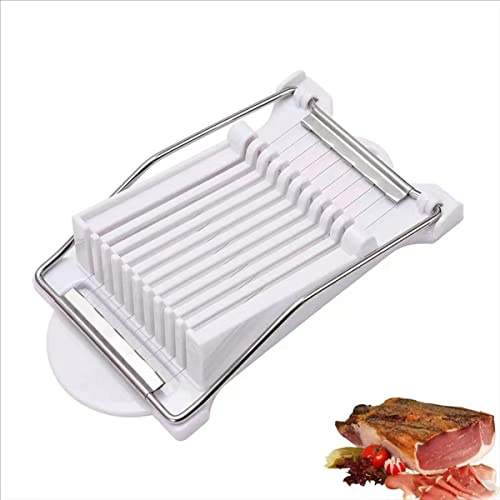 Stainless Steel Wire Egg Slicer,Cuts 10 Slices For fruit,Onions,Soft Food and Ham，Slicer & Cutter for Eggs, Mozzarella Cheese, Slice Spacing 1/3 inch Multipurpose Luncheon Meat Slicer(White)