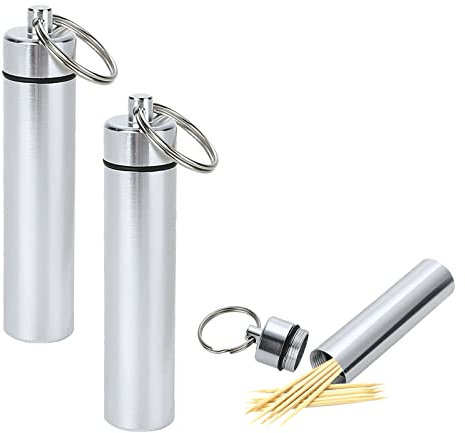 Tragbarer Zahnstocherhalter, Metall Zahnstocher Box, Behälter für Zahnstocher, Tragbare Taschen Zahnstocher Aufbewahrungsbox Zahnstochertasche mit Schlüsselanhänger, für Outdoor, Picknick, Reisen