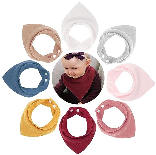 DRESHOW Babyhaklappar Babybandana Superabsorberande Dregelhaklappar för Unisex Pojkar Flickor 100% Bomull för Tänder och Dregel