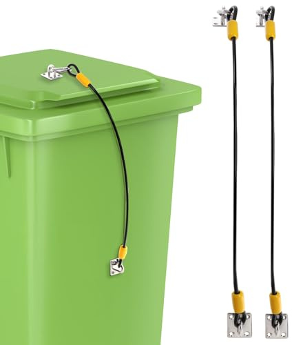 Dicunoy 2-pack papperskorgslock lås, rostfritt stål utomhus soptunna lås, slitstark papperskorg lås för stoppdjur, ekorrar, hundar och tvättbjörn rummaging