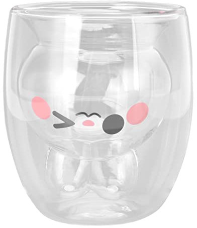 Tasse en Verre à Double Paroi de 300ml, Tasse à Café Isolée Transparente, Mignon Lapin de Dessin Animé, Tasse à Café au Lait, Tasse à Thé pour Four à Micro-ondes,(Réservoir transparent)