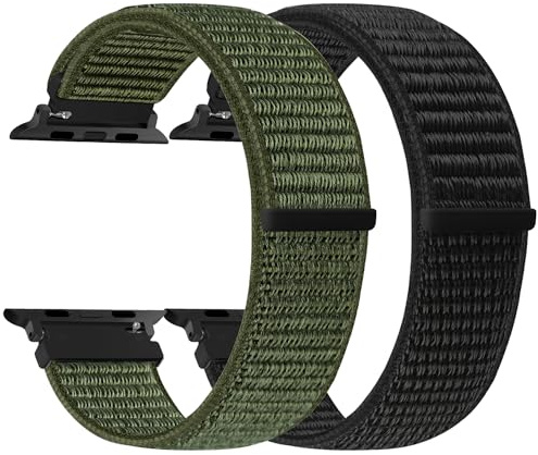 enkic Nylon Armband Kompatibel mit Apple Watch Armband 49mm 46mm 45mm 44mm 42mm 41mm 40mm 38mm Damen Herren, 2 Stück Ersatz Sport Uhrenarmband für iWatch Series 11 10 9 8 7 6 5 4 3 2 1 SE Ultra 3/2/1