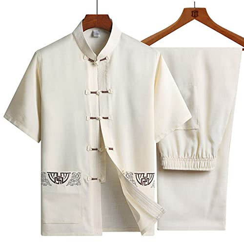 001,41, Tai Chi Uniform Unisex Embroidery Kung Fu Martial Arts Zen Morning Training Suit Short Sleeve Cotton And Linen Men Women Wushu Wing Chun Training Uniform Spring Summer