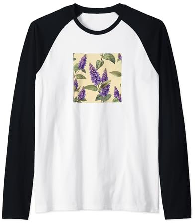 Anise Hyssop Flower Pattern Graphic Raglan Baseball Tee
