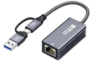 OHBUYAGN USB 5G LAN Adapter Ethernet Adapter USB 3.2 Gen 2 to RJ45 5000Mbps Gigabit Netzwerkadapter auf Aluminium kompatibel mit Laptop, PC unter Windows 11/10/8, Linux,PVE, etc