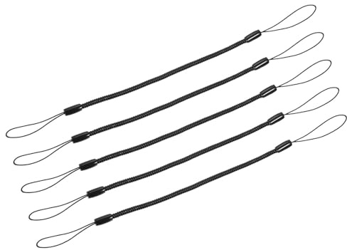 TOP-VIGOR 5 st elastiskt band snodd, 3,7 mm diameter x 270 mm infällbar fjäderspolem anti-tappa pennkoppel, elastisk plast stylus bindningssladd för ritpenna till surfplatta pekskärm, svart