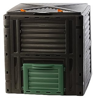 Composteur de jardin - 300 l - Composteur rapide avec couvercle à charnière et porte amovible - 83 x 61 x 61 cm - Fabriqué dans l'UE - 100 % recyclé