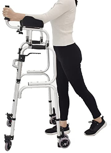 Déambulateur Pour Personnes Âgées, Cadre De Marche Avec Coussin De Soutien Pour Accoudoirs, Pliable, Standard, Avec Roues, Hauteur De Marche Réglable, Alliage D'Aluminium Épais, Auxiliaire D