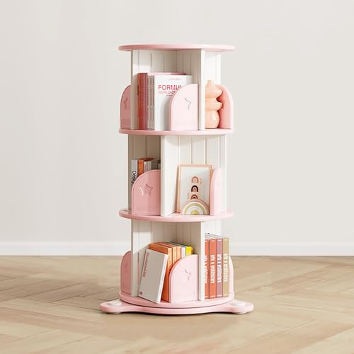 Libreria girevole a 360° rosa multifunzionale verticale scaffale decorativo per ufficio per uso domestico 100 cm – soluzione salvaspazio elegante