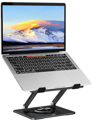 Auvo ALS03 Support pour ordinateur portable réglable avec base rotative à 360°, rehausseur ergonomique pour ordinateur portable de 11 à 14, noir