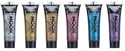 Holografisk Glitter Ansikte och Kropp Gel av Moon Glitter - 12 ml - Set med 6 färger - Glitter Ansiktsmålning