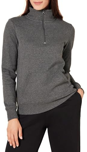 Amazon Essentials Maglione a Maniche Lunghe in Pile con Cerniera a un Quarto (Disponibile in Taglie Forti) Donna, Carbone Puntinato, XL