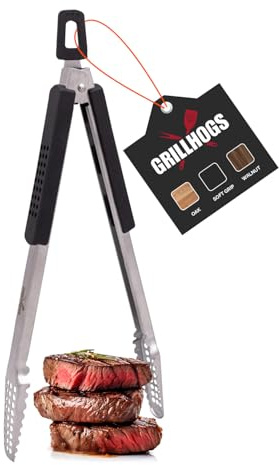 12 Long Tongs 18/0 Stainless Steel BBQ Grill Tongs with Durable Soft Grip Handle for Cooking - Durable Grilling Accessory, Tongs for Cooking & Kitchen, Outdoor Barbecue, Easy to Clean