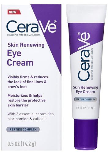 CeraVe Skin Renewing Eye Cream For Wrinkles, Under Eye Cream With Peptides + Caffeine + Niacinamide, For Wrinkles & Crows Feet, Paraben Free & Opthalmologist Tested