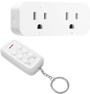 DEWENWILS Wireless Remote Control Outlet, 2 Independent Control Sockets Electrical Remote Light Switch, No Interference Remote Outlet Switch, No Wiring, 15A/1875W, 100 FT Range